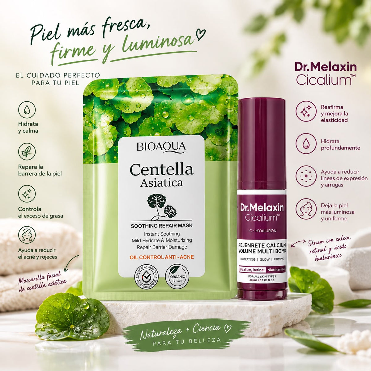 Dr. Melaxin: Bálsamo Reafirmante  + Mascarilla de Centella Hidratante